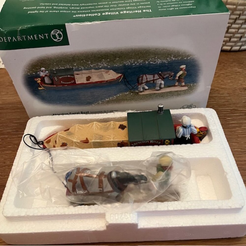 New Department 56 Dicken's Village Abington Canal Boat (set of 2)
